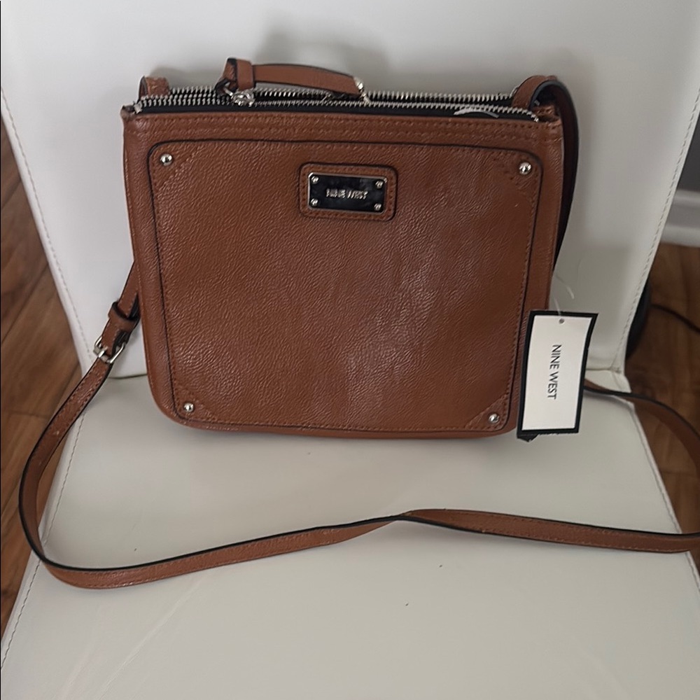 Nine West Cognac Leather Crossbody Bag
